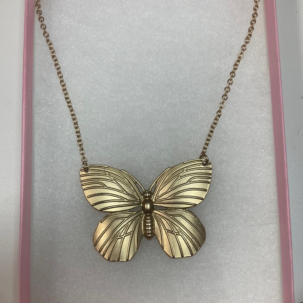 Large gold butterfly necklace